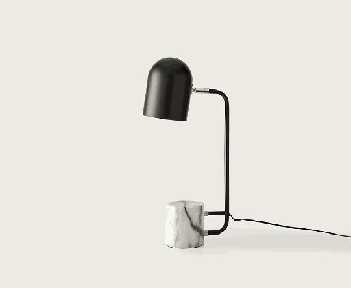 [S1237] LUCA : Lampe de table Luca en marbre et métal noir