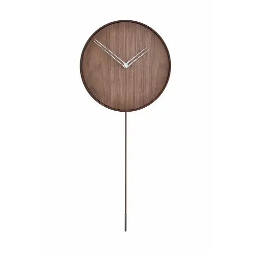 [SWING G/SWID] SWING G : Horloge Swing finition noyer massif avec aiguilles en laiton poli et pendule en laiton poli