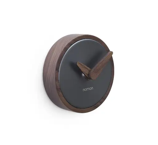 [ATOMO P/APTN] ATOMO : Horloge Atomo en acier graphite, aiguilles et boîte en noyer