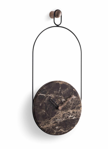 [ESLAB0ME] ESLABON  EMPERADOR : Horloge Eslabon en métal finition laiton et plateau en marbre emperador 30 x 68 cm