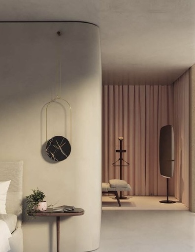 [COLGANTE G SAHARA/COLGG0MS] COLGANTE G : Horloge suspendue en métal doré et marbre Sahara Noir