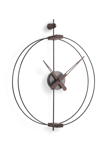 [MICRO BARCELONA T/MCBART] MICRO BARCELONA T : Horloge Micro Barcelona T en fibre de verre noire avec aiguilles en noyer et boîtier en laiton finition Graphite