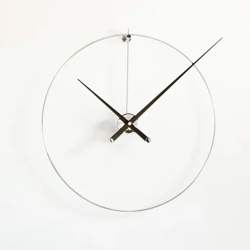 [NEW ANDA/NAL000N] NEW ANDA : Horloge New Anda boîtier et cercle en laiton chromé aiguilles noires 100 cm