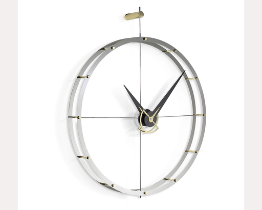 [DOBLE O G/DOW000D] DOBLE O G : Horloge avec un cercle en acier inoxydable, détails en laiton et wengé